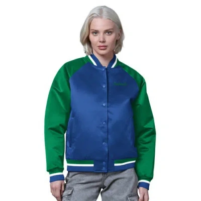 Starter Royal/green Seattle Seahawks Satin Full-snap Vintage Varsity Jacket In Blue