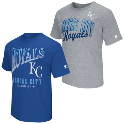 Starter Royal/heather Gray Kansas City Royals Two-pack T-shirt Set In Blue