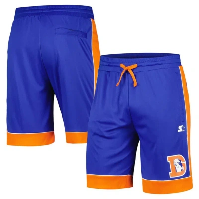 Starter Men's  Royal, Orange Distressed Denver Broncos Vintage-like Fan Favorite Shorts In Royal,orange