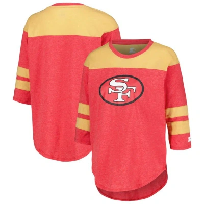 Starter Scarlet San Francisco 49ers Fullback Tri-blend Three-quarter Sleeve T-shirt