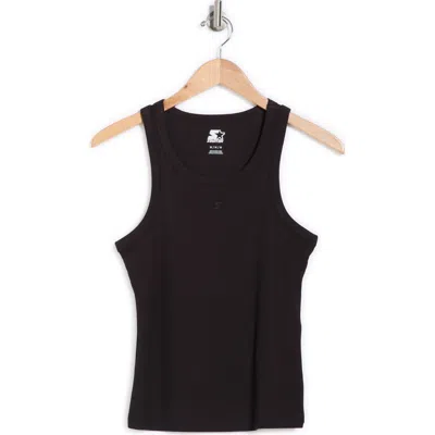 Starter Stretch Cotton Ringer Tank In Black