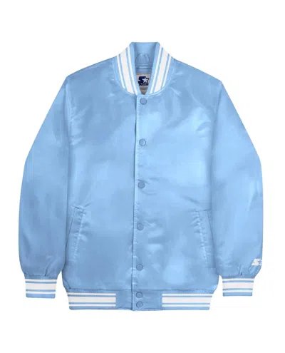 Starter Unisex Locker Room Full Snap Satin Jacket In Light Blue
