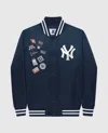 Starter Unisex New York Yankees Varsity Satin Full Snap Jacket In New York Yankees Navy In Multi
