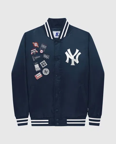 Starter Unisex New York Yankees Varsity Satin Full Snap Jacket In New York Yankees Navy In Multi