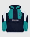 Starter Unisex Seattle Mariners Hooded Nylon Half Zip Jacket In Mariners Black In Multi