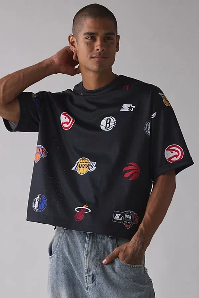 Starter Uo Exclusive Nba Mashup Graphic Jersey Tee In Black, Men's At Urban Outfitters