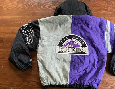 Pre-owned Starter Vintage 90's Colorado Rockies  Pullover Jacket In Purple