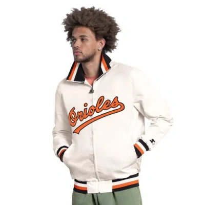 Starter White Baltimore Orioles The Captain Cooperstown Logo Full-zip Varsity Jacket