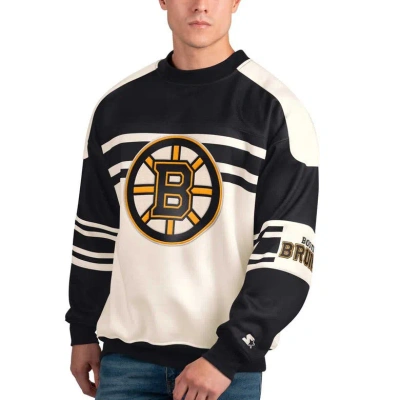 Starter White Boston Bruins Defense Fleece Crewneck Pullover Sweatshirt