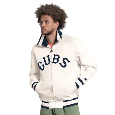 Starter White Chicago Cubs The Captain Cooperstown Logo Full-zip Varsity Jacket