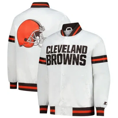 Starter White Cleveland Browns Scout Full-snap Varsity Jacket