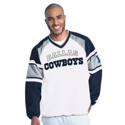 Starter White Dallas Cowboys Infield Play Raglan Pullover Jacket In Red