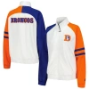 Starter White Denver Broncos Curve Ball Raglan Full-zip Track Jacket In White