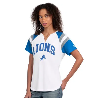 Starter White Detroit Lions Game On Notch Neck T-shirt In Multi