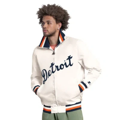 Starter White Detroit Tigers The Captain Cooperstown Logo Full-zip Varsity Jacket