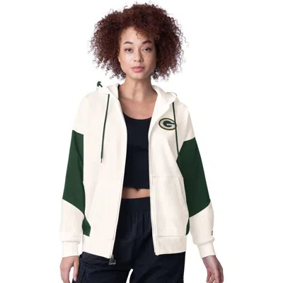Starter White Green Bay Packers Scrimmage Full-zip Hoodie In White,green