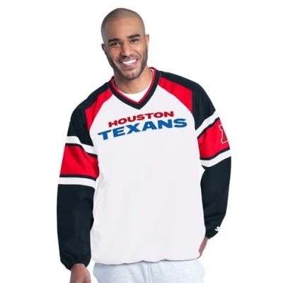 Starter White Houston Texans Infield Play Raglan Pullover Jacket In Multi