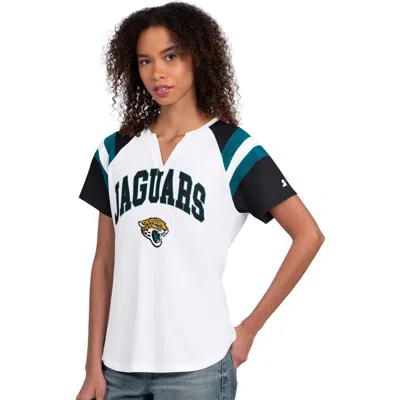 Starter White Jacksonville Jaguars Game On Notch Neck T-shirt In Multi