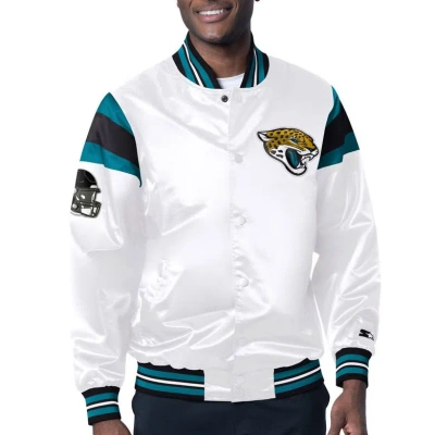 Starter White Jacksonville Jaguars Satin Full-snap Varsity Jacket
