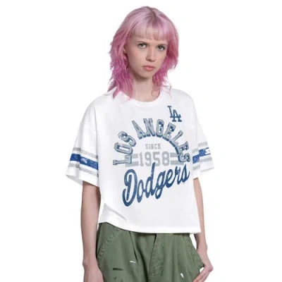 Starter White Los Angeles Dodgers Cropped Hurry Up Offense T-shirt