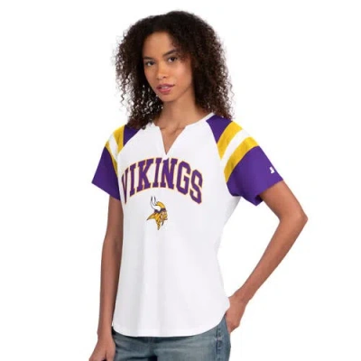 Starter White Minnesota Vikings Game On Notch Neck T-shirt