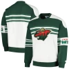 STARTER STARTER WHITE MINNESOTA WILD DEFENSE FLEECE CREWNECK PULLOVER SWEATSHIRT