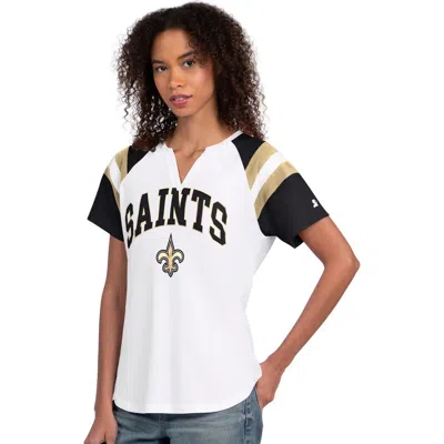 Starter White New Orleans Saints Game On Notch Neck T-shirt