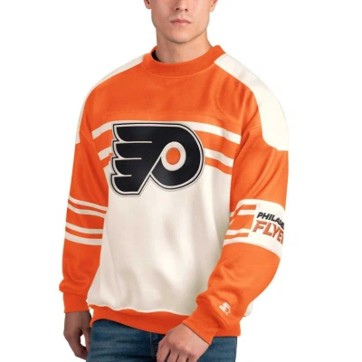 Starter White Philadelphia Flyers Defense Fleece Crewneck Pullover Sweatshirt