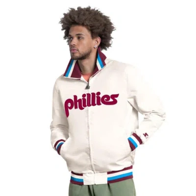 Starter White Philadelphia Phillies The Captain Cooperstown Logo Full-zip Varsity Jacket
