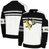 STARTER STARTER WHITE PITTSBURGH PENGUINS DEFENSE FLEECE CREWNECK PULLOVER SWEATSHIRT