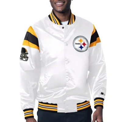 Starter White Pittsburgh Steelers Satin Full-snap Varsity Jacket