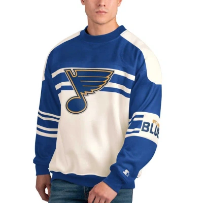 Starter White St. Louis Blues Defense Fleece Crewneck Pullover Sweatshirt