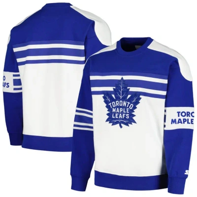 Starter White Toronto Maple Leafs Defense Fleece Crewneck Pullover Sweatshirt