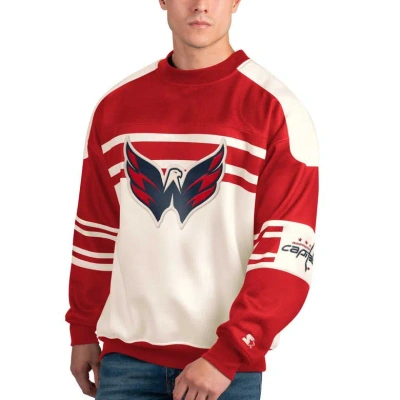 Starter White Washington Capitals Defense Fleece Crewneck Pullover Sweatshirt