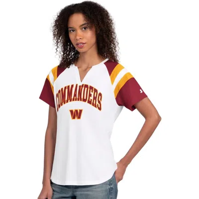 Starter White Washington Commanders Game On Notch Neck T-shirt