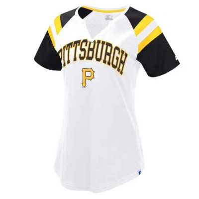 Starter White/black Pittsburgh Pirates Game On Notch Neck Raglan T-shirt