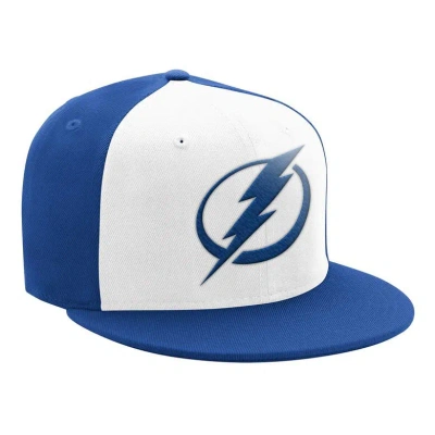 Starter Men's White/blue Tampa Bay Lightning Logo Two-tone Snapback Hat In White Blue