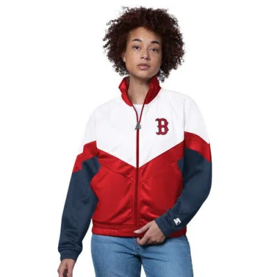 Starter White/red Boston Red Sox Teamwork Raglan Full-zip Track Jacket