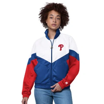 Starter White/royal Philadelphia Phillies Teamwork Raglan Full-zip Track Jacket