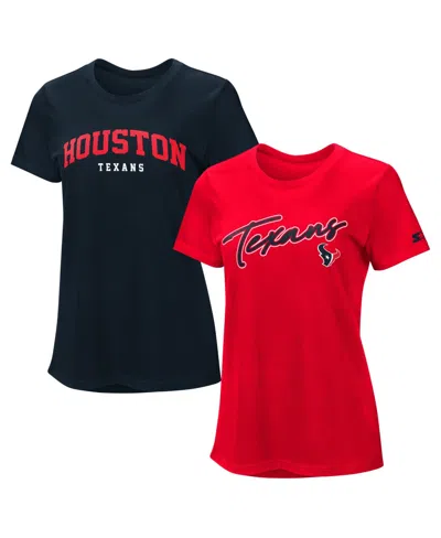 Starter Women's 2-pack Houston Texans Screen-print Cropped T-shirt In Red