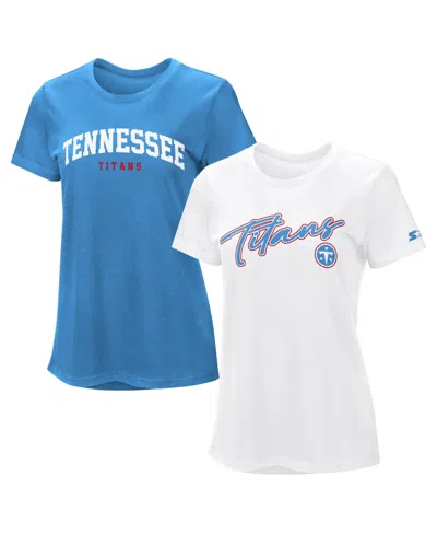 Starter Women's 2-piece Light Blue/white Tennessee Titans T-shirt In Light Blue,white