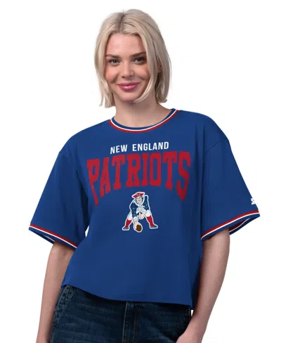 Starter Women's Ace New England Patriots Cropped Graphic T-shirt In Blue