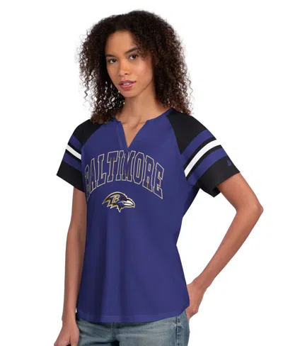 Starter Women's Baltimore Ravens Game On Notch Neck Raglan Sleeves T-shirt In Blue
