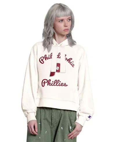 Starter Women's Baseline Philadelphia Phillies French-terry Oversized Hoodie Sweatshirt In White