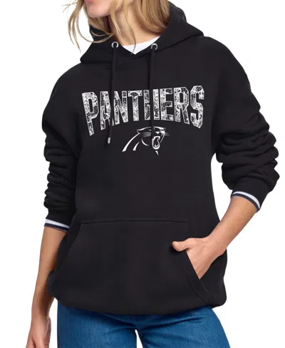 Starter Women's Black Carolina Panthers Lace Team Lockup Fleece Hoodie