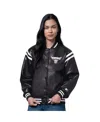 Starter Women's Black Chicago Bulls High Heat Leather Varsity Full-snap Jacket In Black