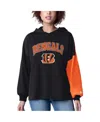 Starter Women's Black Cincinnati Bengals Power Move Long Sleeve Pullover Hoodie In Black