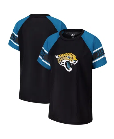 Starter Women's Black Jacksonville Jaguars 1st Rounder Color Block Raglan Top