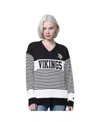 Starter Women's Black Philadelphia Eagles No Huddle Striped V-neck Sweater In Black