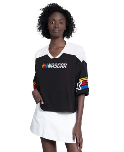 Starter Women's Black Nascar Dream Team V-neck Fashion Top In Multi